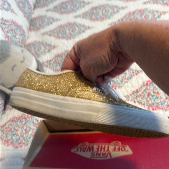 Vans Gold and White Sneakers Shimmering Canvas Low-Top - Picture 7 of 10